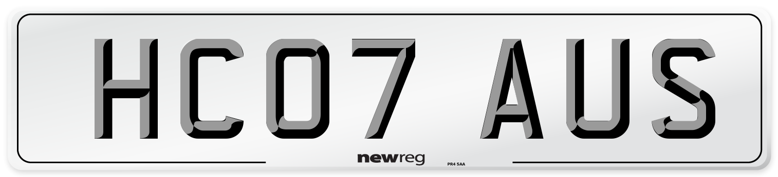 HC07 AUS Number Plate from New Reg